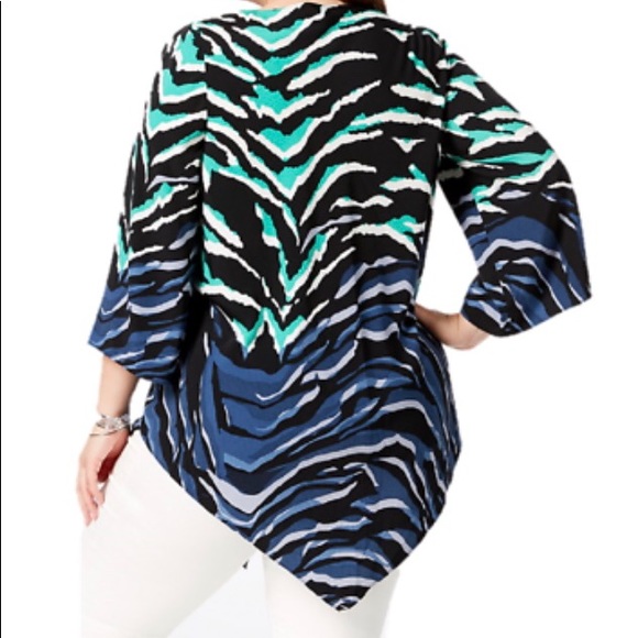 Alfani Woman Indigo Palm Chic Animal Zebra Top NWT - Picture 3 of 6